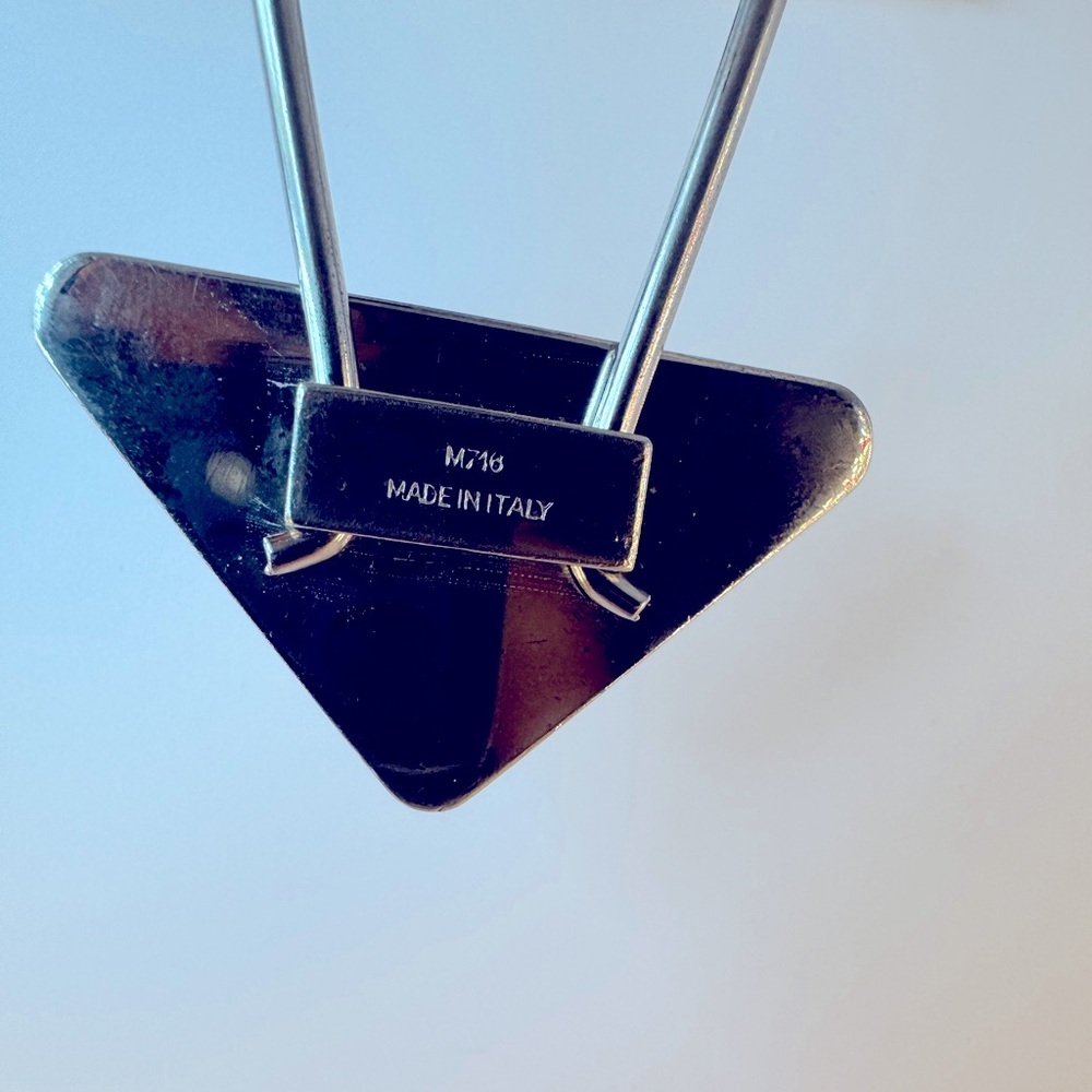 Prada Clip Keychain Triangle M718 Made in Italy Silver Metal Logo Runway Edition - Picture 10 of 12
